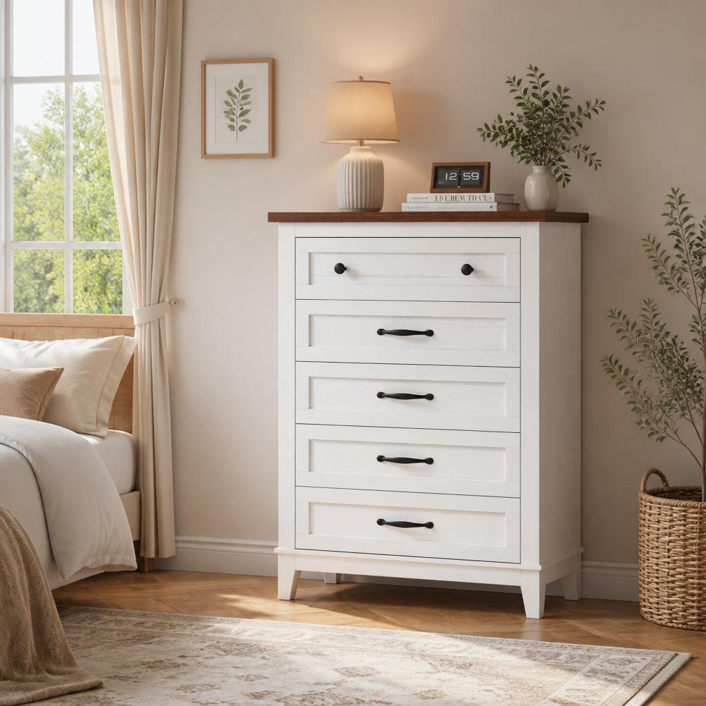Bedroom Furniture - 침실용 5단 서랍장, 높이 41.3인치의 독립형