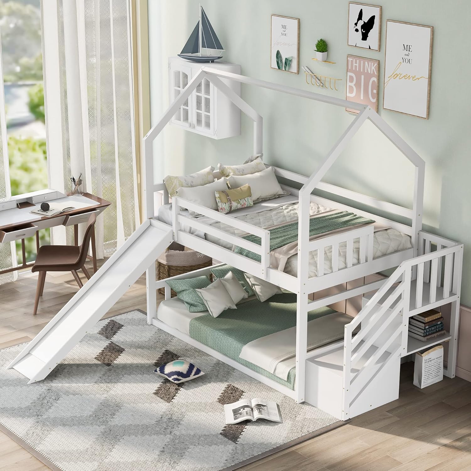 Bunk Bed With Stairs And Slide - 슬라이드와 계단이 있는 트윈 오버 트윈
