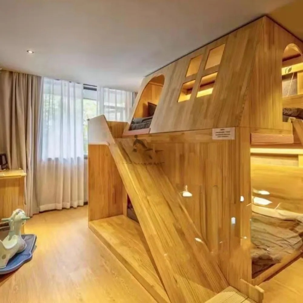 Bunk Bed With Stairs And Slide - 미국산 원목 어린이 트리하우스 벙크베드 공주님