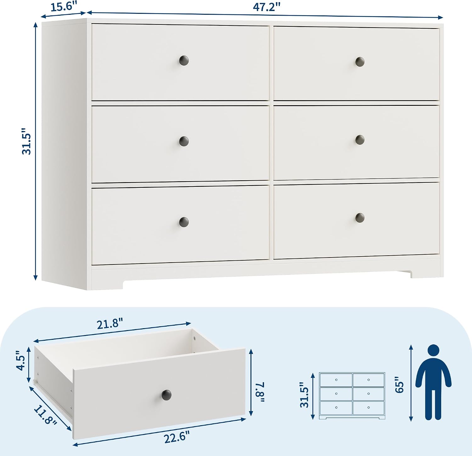 침실용 6단 서랍장, 폭 47인치의 넉넉한 수납 공간을 - Bedroom Furniture 리뷰 및 가격