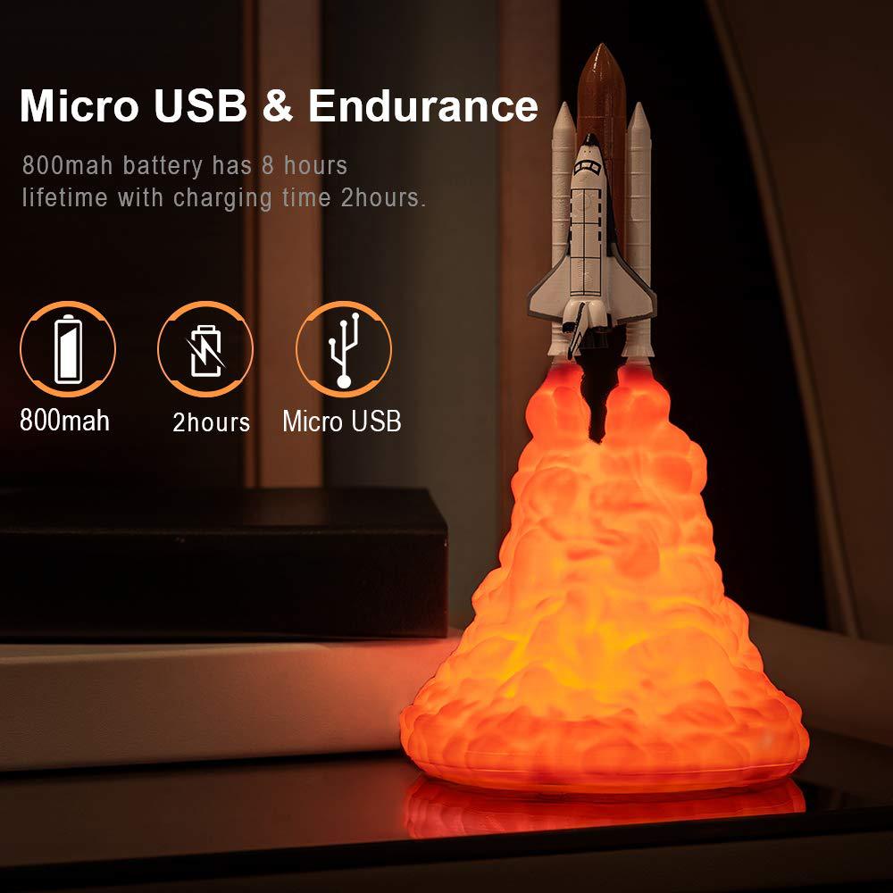 USB 충전식 우주 왕복선 로켓 LED 테이블 램프 3 - Floating Nightstand With Led Light 리뷰 및 가격